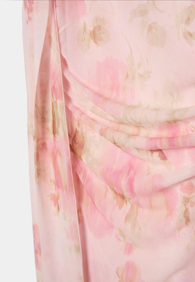 Bedrucktes Midi-Kleid aus Tüll mit Schal Bedrucktes Midi-Kleid aus Tüll mit Schal