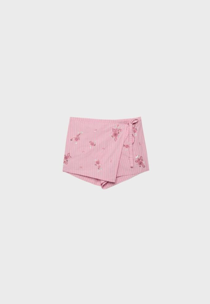 Bestickter gestreifter Sarong-Skort Bestickter gestreifter Sarong-Skort