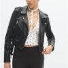 Bikerjacke aus Kunstleder mit Gürtel Bikerjacke aus Kunstleder mit Gürtel