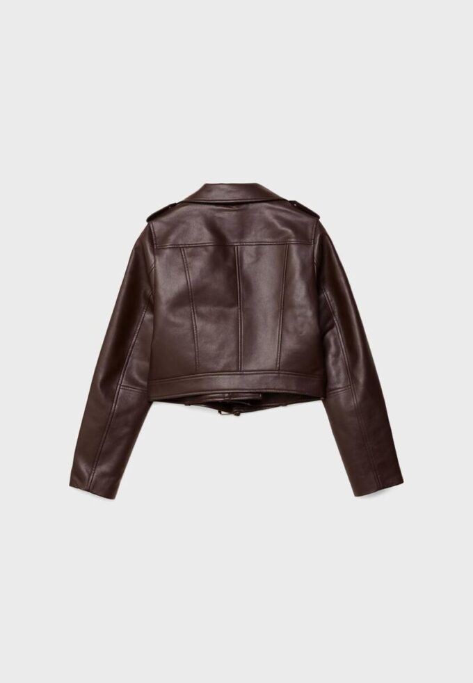 Bikerjacke aus Kunstleder mit Gürtel Bikerjacke aus Kunstleder mit Gürtel