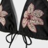 Bikini-Oberteil im Triangel-Schnitt mit Blumenstickerei