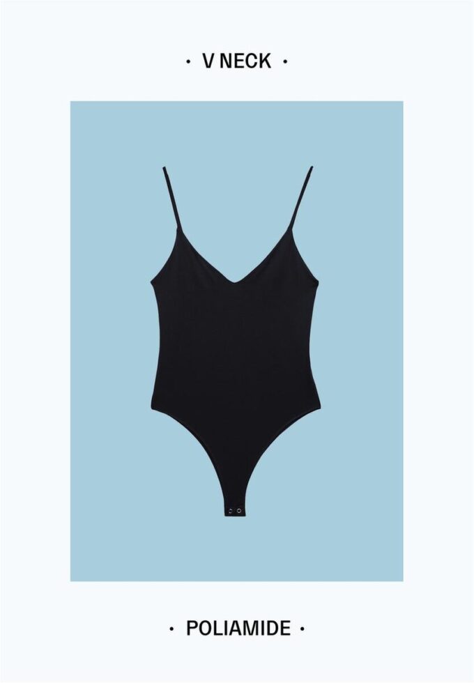 Bodysuit mit V-Ausschnitt und Trägern