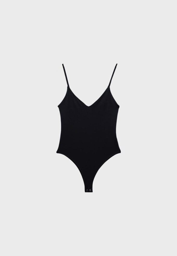 Bodysuit mit V-Ausschnitt und Trägern