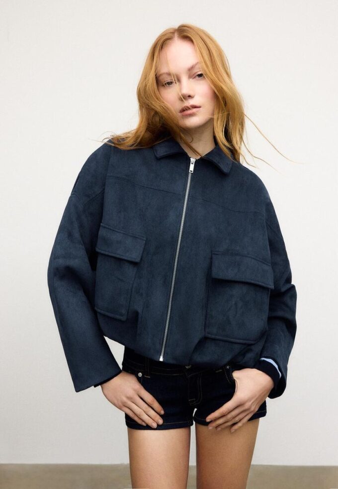 Bomberjacke aus Kunstwildleder Bomberjacke aus Kunstwildleder