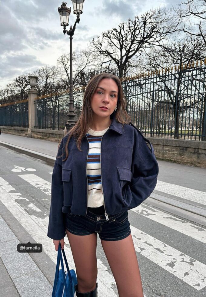 Bomberjacke aus Kunstwildleder Bomberjacke aus Kunstwildleder
