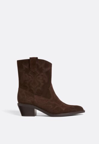 Cowboy-Stiefeletten aus Spaltleder mit Absatz