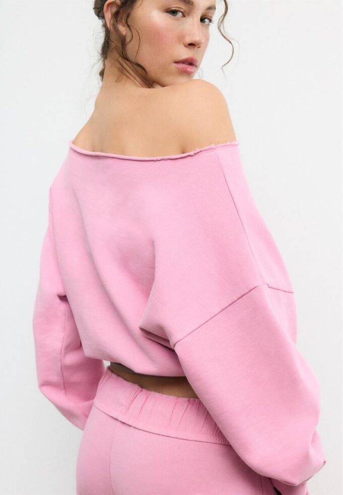 Cropped-Sweatshirt im Washed-Look Cropped-Sweatshirt im Washed-Look