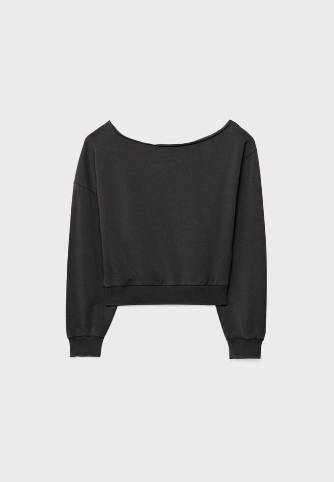 Cropped-Sweatshirt im Washed-Look Cropped-Sweatshirt im Washed-Look