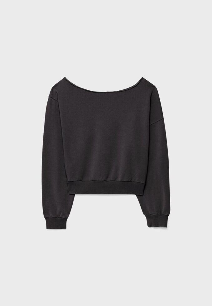 Cropped-Sweatshirt im Washed-Look Cropped-Sweatshirt im Washed-Look