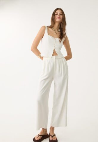 Culotte aus Leinenmischung mit Abnähern