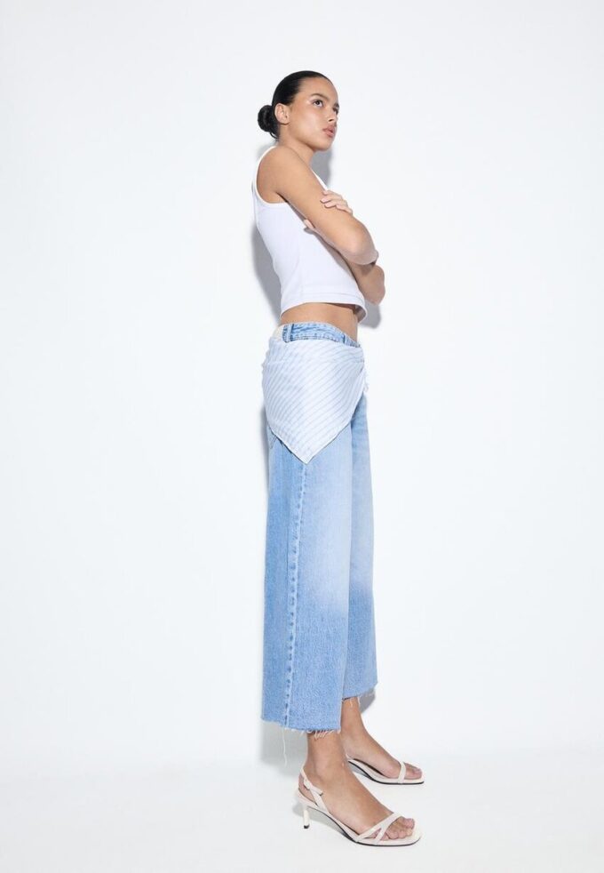 Culotte-Jeans mit Schaldetail