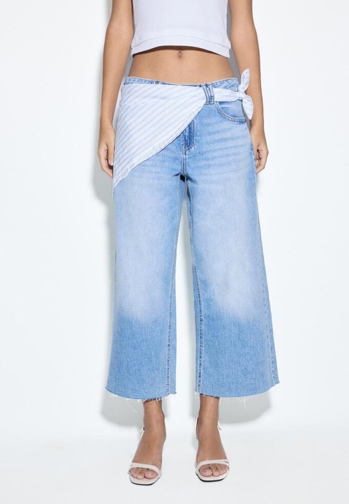 Culotte-Jeans mit Schaldetail