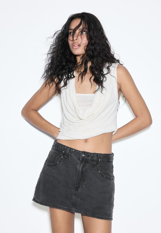 D62 Denim-Skort mit Nieten