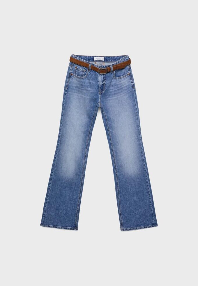 D68 Boot-Cut-Jeans mit Gürtel