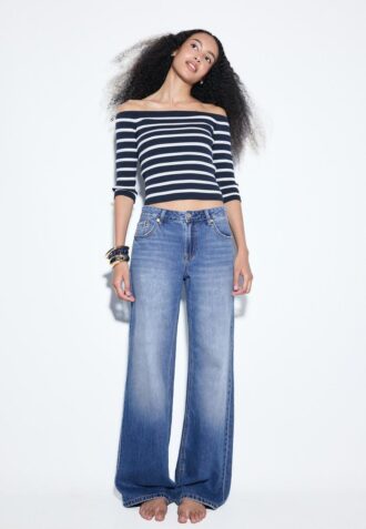 D91 Low-Waist-Jeans mit Wide Leg