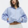 Einfache gestreifte Nylon-Kapuzenjacke Einfache gestreifte Nylon-Kapuzenjacke