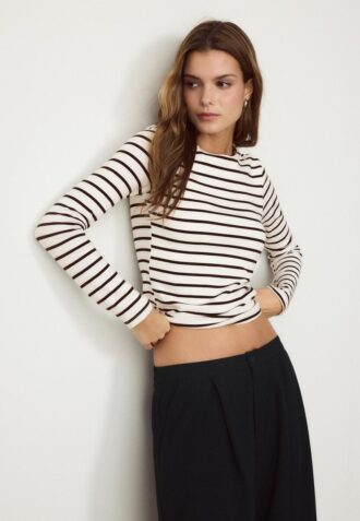 Einfaches gestreiftes Langarm-T-Shirt aus der Basics-Kollektion
