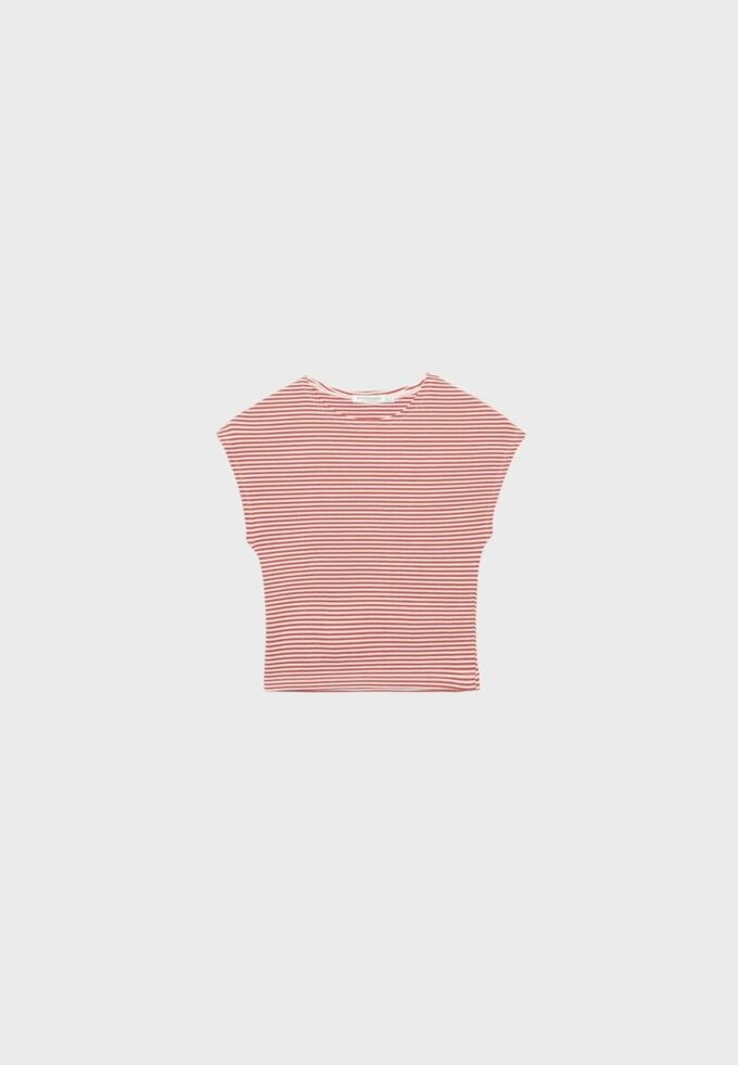 Einfaches gestreiftes T-Shirt mit Minärmel
