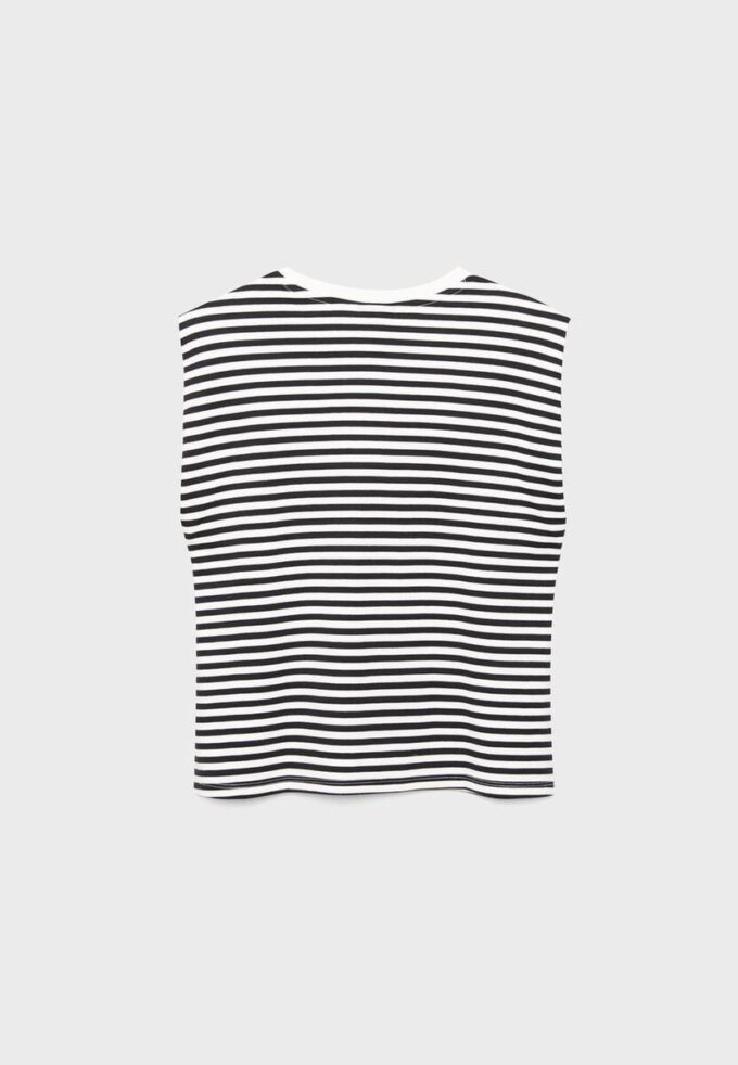 Einfaches gestreiftes T-Shirt mit Schulterpolstern Einfaches gestreiftes T-Shirt mit Schulterpolstern