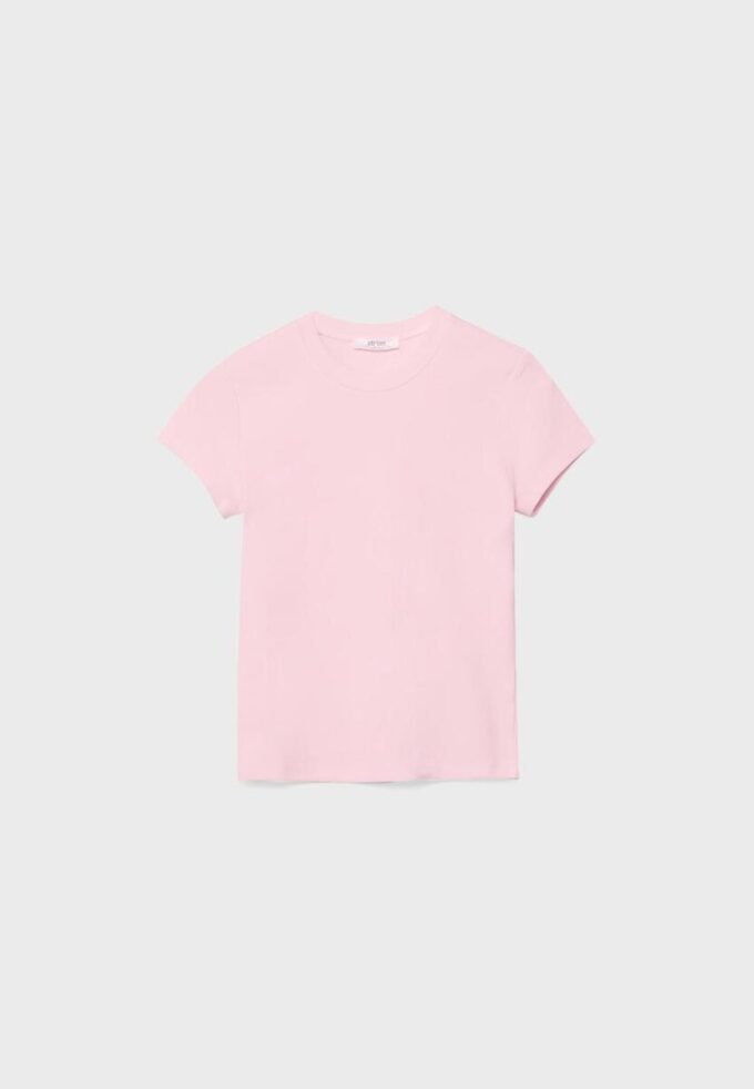 Einfaches T-Shirt mit Rundhalsausschnitt und kurzen Ärmeln Einfaches T-Shirt mit Rundhalsausschnitt und kurzen Ärmeln