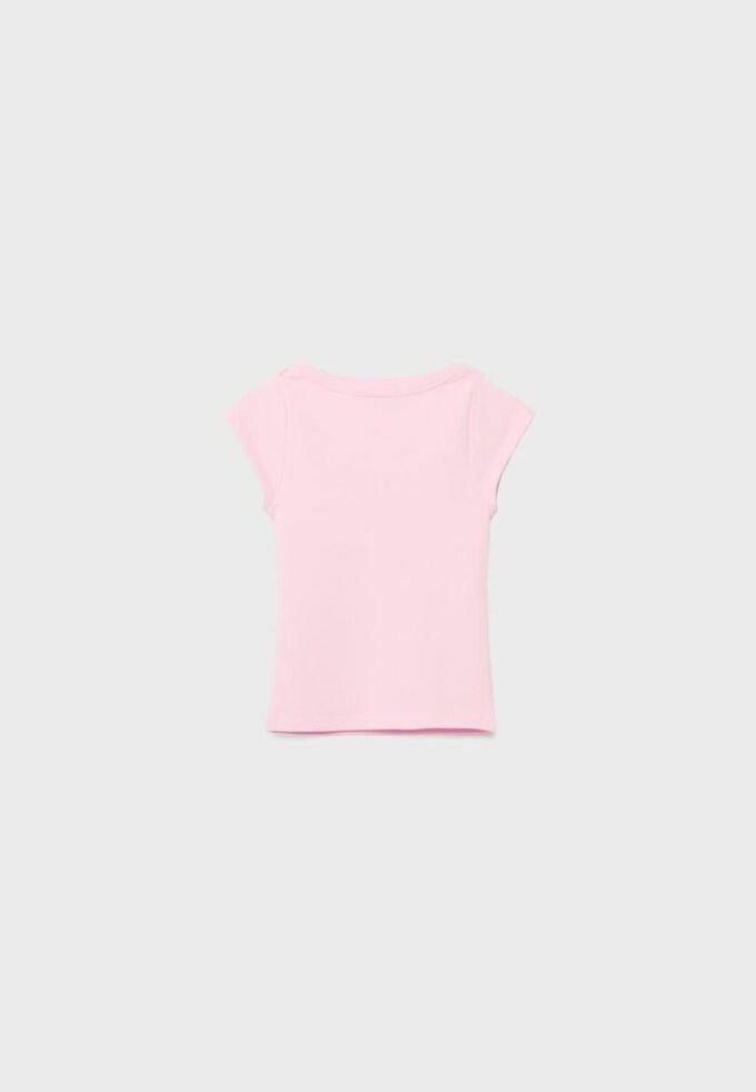 Einfaches T-Shirt mit U-Boot-Ausschnitt Einfaches T-Shirt mit U-Boot-Ausschnitt