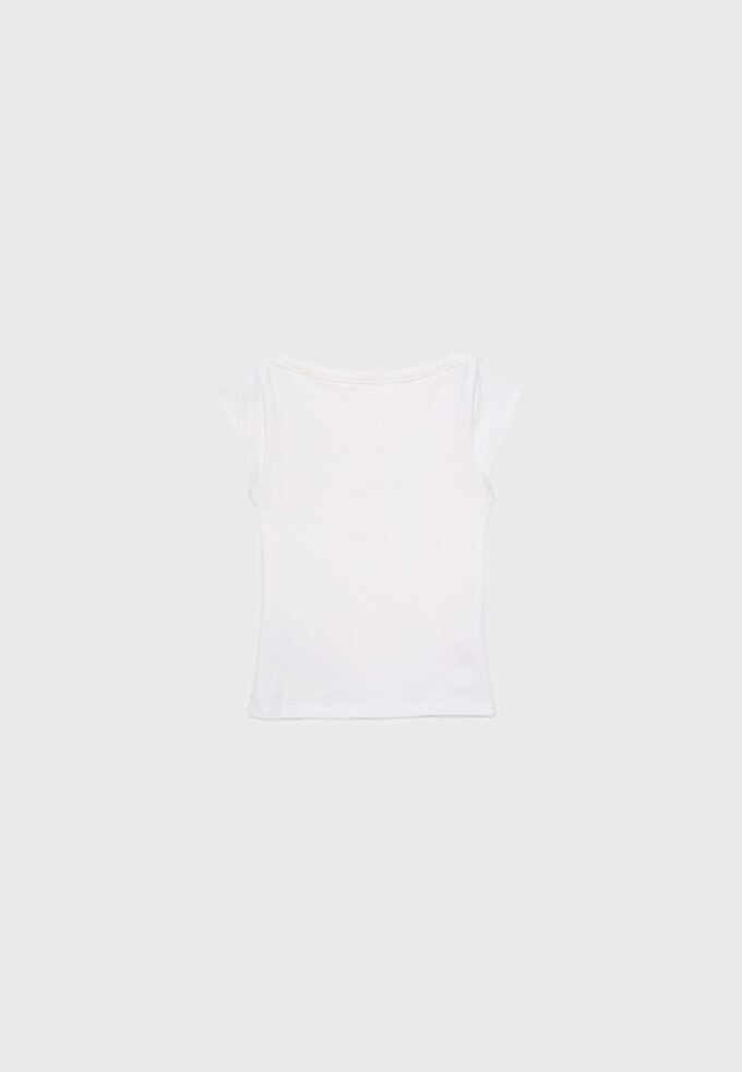 Einfaches T-Shirt mit U-Boot-Ausschnitt