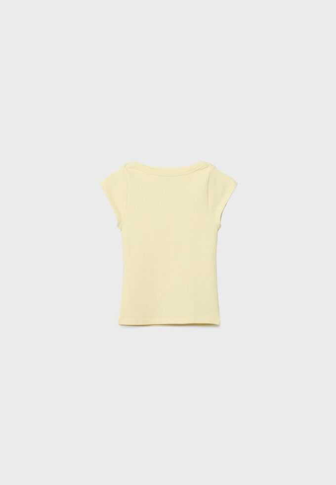 Einfaches T-Shirt mit U-Boot-Ausschnitt Einfaches T-Shirt mit U-Boot-Ausschnitt