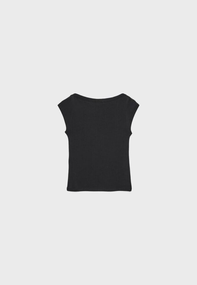 Einfaches T-Shirt mit U-Boot-Ausschnitt Einfaches T-Shirt mit U-Boot-Ausschnitt