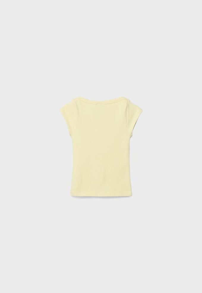 Einfaches T-Shirt mit U-Boot-Ausschnitt Einfaches T-Shirt mit U-Boot-Ausschnitt