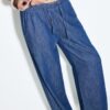 Fließende Denim-Hose mit Kordelzug Fließende Denim-Hose mit Kordelzug