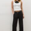 Fließende, elegante Hose mit geradem Bein und Gürtel