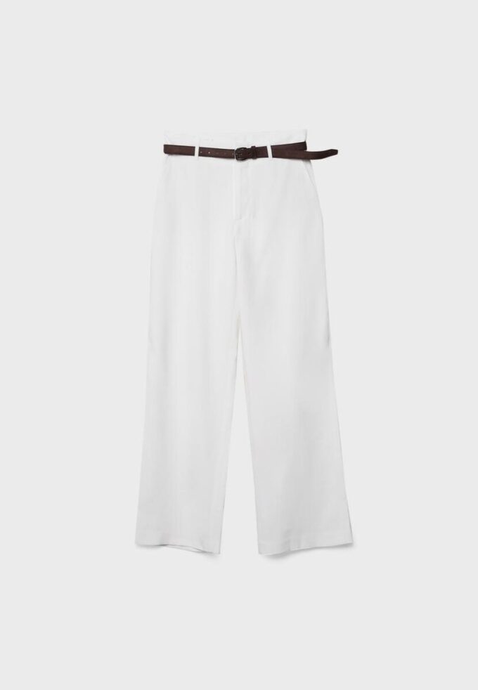 Fließende, elegante Hose mit geradem Bein und Gürtel