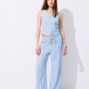 Fließende Hose mit Metallic-Fäden in Leinenoptik Fließende Hose mit Metallic-Fäden in Leinenoptik