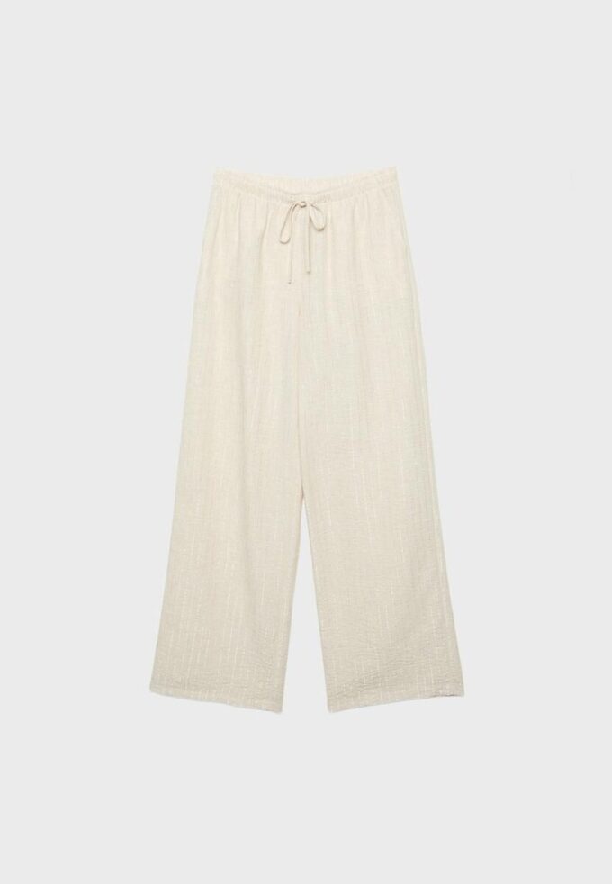 Fließende Hose mit Metallic-Fäden in Leinenoptik Fließende Hose mit Metallic-Fäden in Leinenoptik