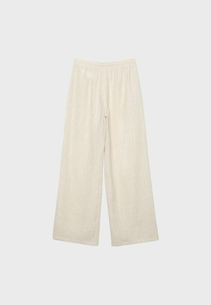 Fließende Hose mit Metallic-Fäden in Leinenoptik Fließende Hose mit Metallic-Fäden in Leinenoptik