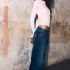 Gerade Jeans mit Nietenbund