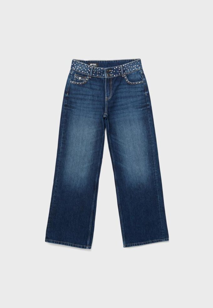 Gerade Jeans mit Nietenbund
