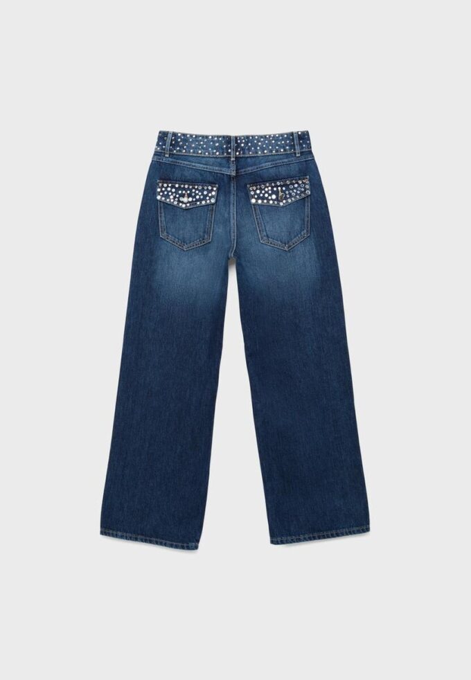 Gerade Jeans mit Nietenbund