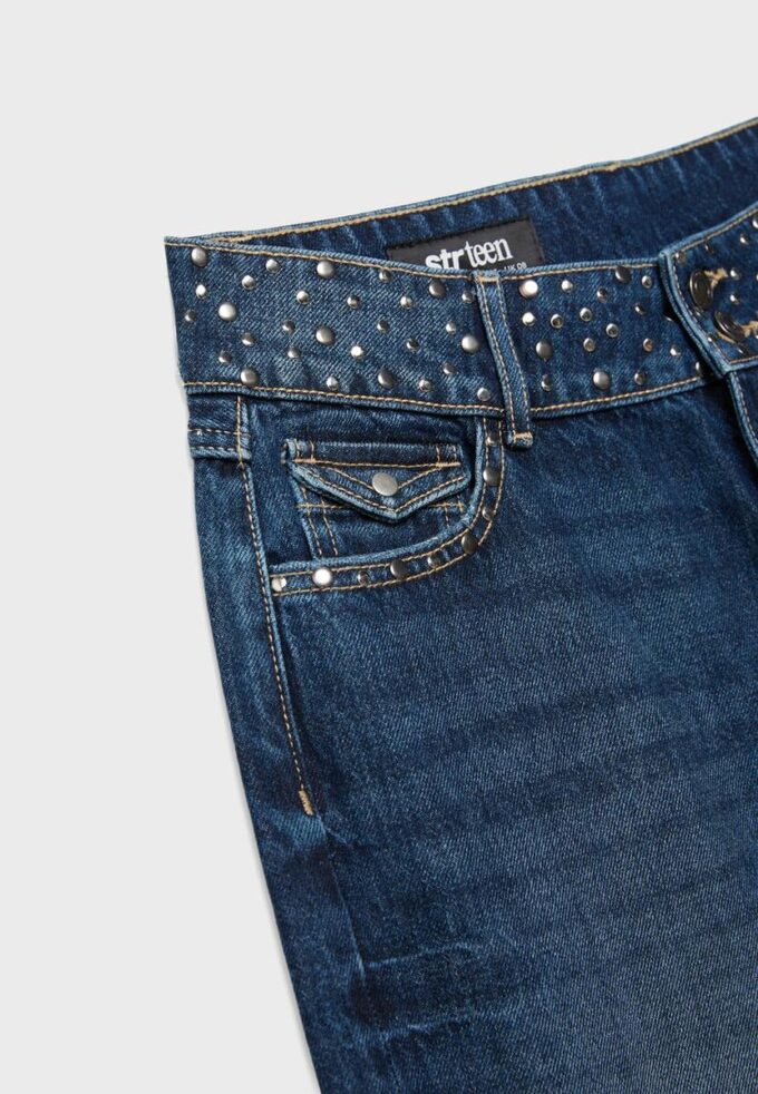 Gerade Jeans mit Nietenbund