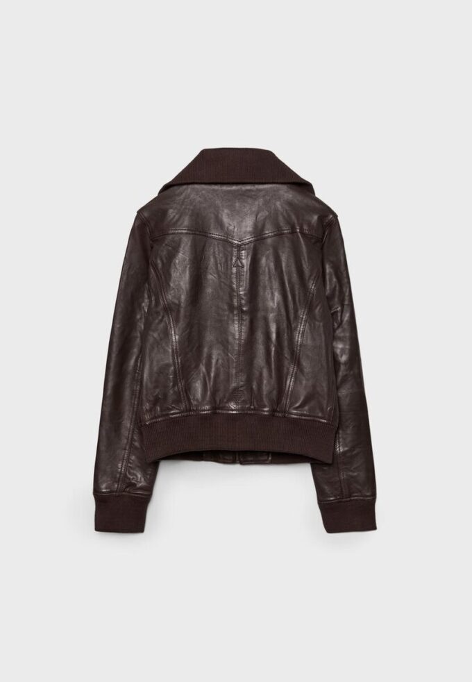 Gerippte Lederjacke Gerippte Lederjacke