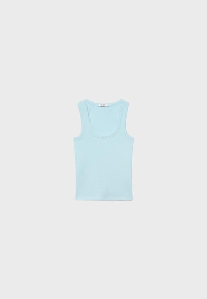 Geripptes T-Shirt mit Racerback Geripptes T-Shirt mit Racerback