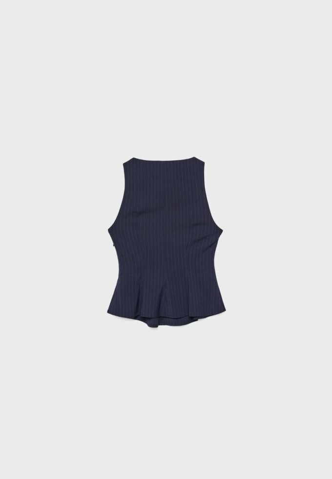 Gestreiftes, ärmelloses Peplum-Oberteil Gestreiftes, ärmelloses Peplum-Oberteil