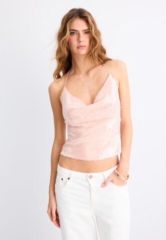 Halter-Oberteil mit Pailletten