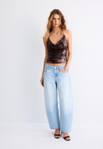 Halter-Oberteil mit Pailletten