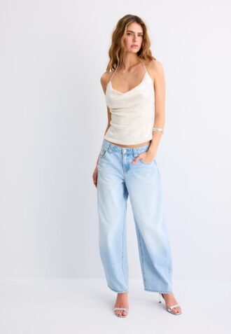 Halter-Oberteil mit Pailletten