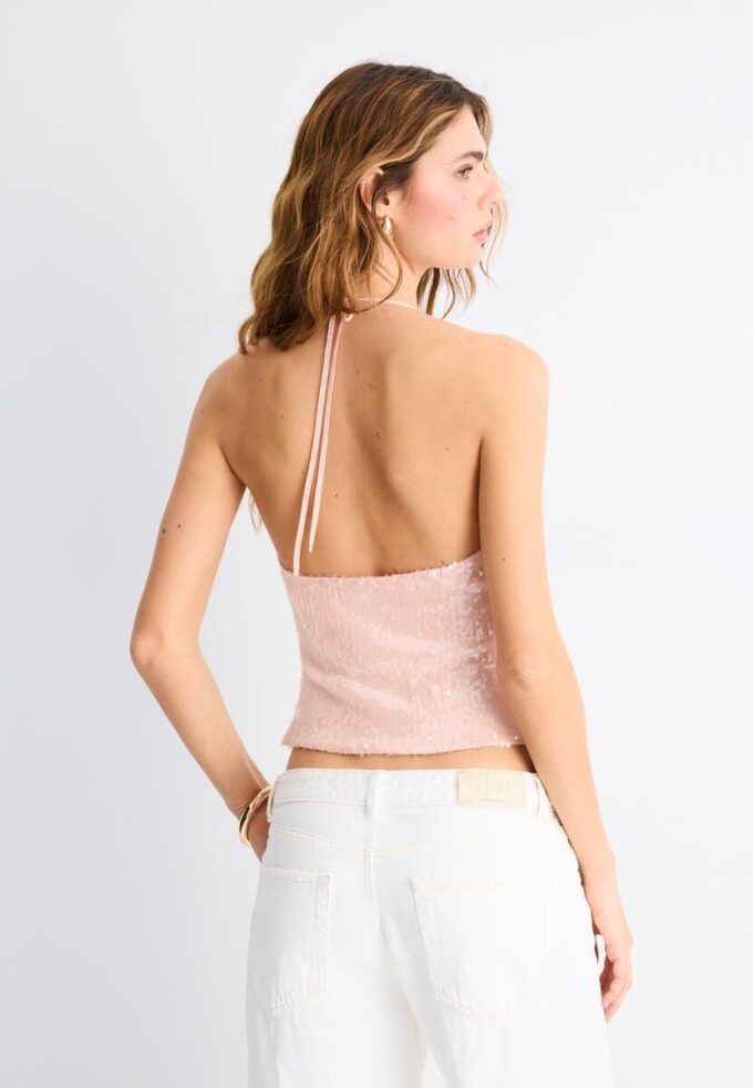 Halter-Oberteil mit Pailletten Halter-Oberteil mit Pailletten
