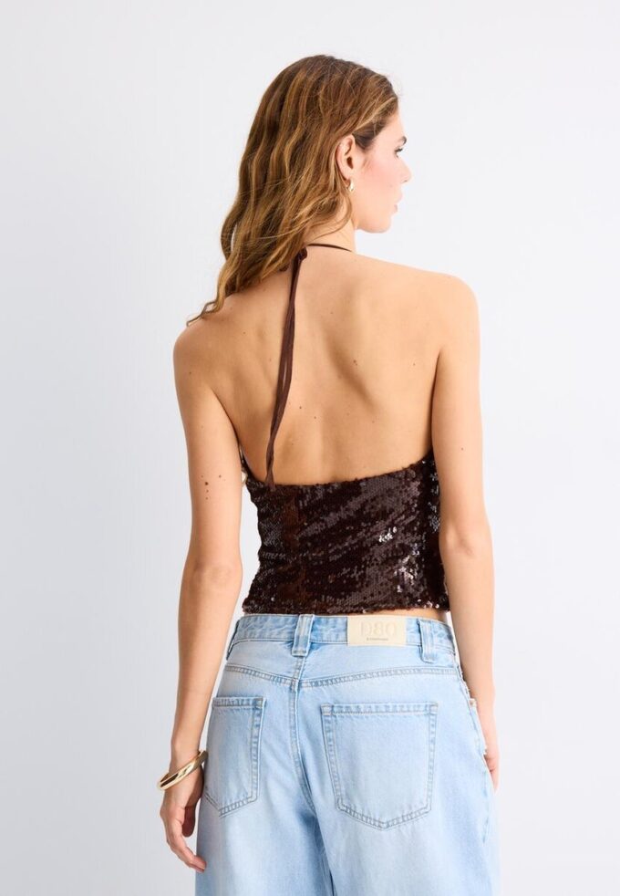 Halter-Oberteil mit Pailletten Halter-Oberteil mit Pailletten