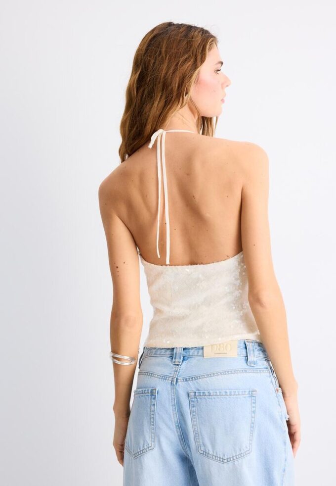 Halter-Oberteil mit Pailletten Halter-Oberteil mit Pailletten