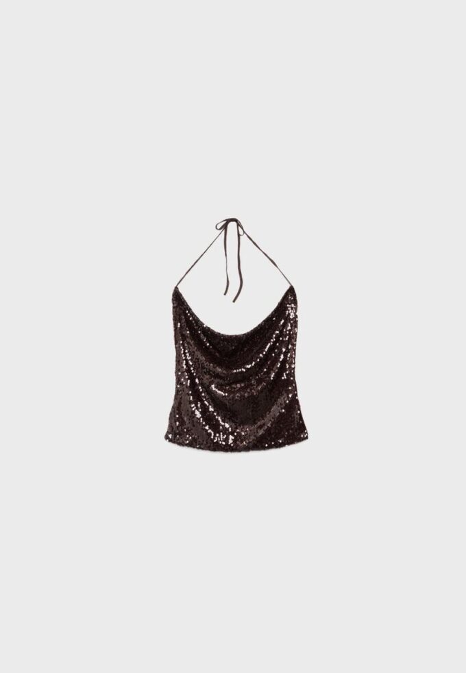 Halter-Oberteil mit Pailletten Halter-Oberteil mit Pailletten