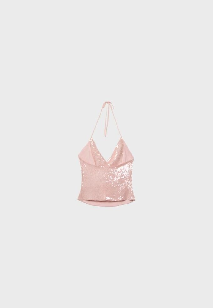 Halter-Oberteil mit Pailletten Halter-Oberteil mit Pailletten